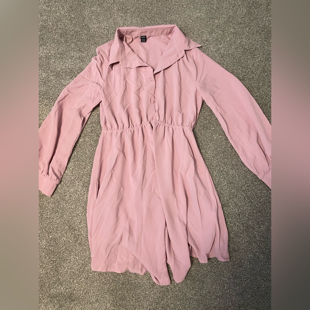 Women's Pink Long Sleeve Dress